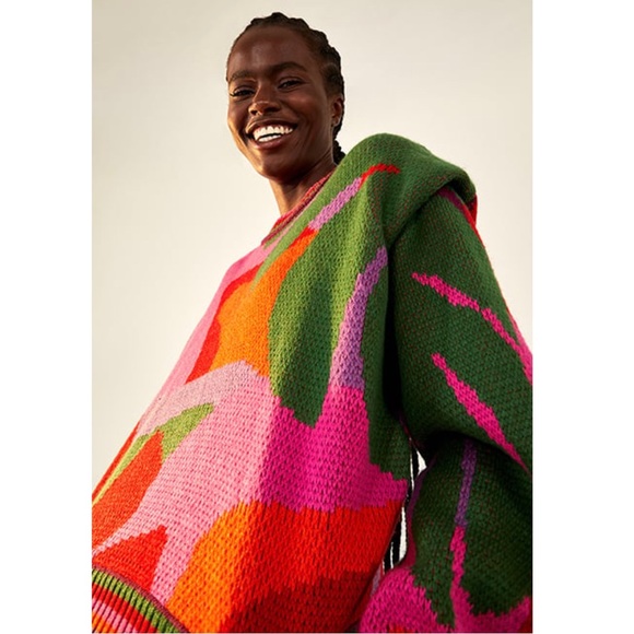 NWT FARM Rio Abstract scarf sweater abstract scarf Size XS S L - Picture 6 of 8